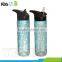 Dual wall acrylic crustal freezer water bottle with clear freezing gel