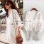 High Quality 2016 Summer Fashion Women Half Flare Sleeve Blouses Tassel Complicated Embroidery Beaded Sequin Long Cardigan