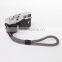 Cotton various color camera strap with leather hand strap.