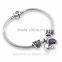 Custom Engraved I Love You S925 Silver charm Bracelet Simple cut-out Heart Oxidized Pendant Secret Message Heart Charm Pendant B