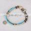 Hot sale coin charm three strip crystal beads bracelet