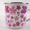 Floral Printed Travel Camping Cup Steel Custom Enamel Mug