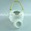 White cheap price ceramic teapot with plastic handle in stock