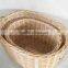 Natural oval handmade storage wicker box with lid