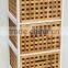 Oil Chinese Catalpa Wood Grid Three Layers of Cabinets