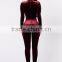 Custom Made Jumpsuit Plus Size Long Sleeve Skinny Leg Zipper Back Skin Tight Wine Red Bodycon Velvet Jumpsuit For Women