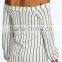 Runwaylover EY2357B New Style 2017 Ladies Fashion Off-Shoulder Stripe Blouse