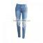 High Waist girls Jeans hollow Lace patchwork light blue new women sex pants