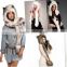 Europe and the United States fashion hat scarf gloves one animal hat imitation fur hat plush cartoon cap red wolf