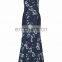 Latest fashion dress design cap sleeve printed silk crepe and chiffon evening gown for ladies