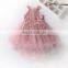 Ivory Crochet Tulle Girl Dress Vintage Baptism Dress Princess Costume Blessing Gown