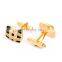 Black and Gold Grid Rhinestone Shirt Men Cufflinks Crystal