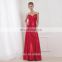 EM9101 Sweetheart Rhinestone cap sleeve Ruched waist Fashionable prom dress