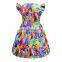 A0182# girls dress 2020 summer cotton sleeves print cartoon clothes kids dress