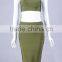 Summer dress wholesale 2016 new strapless army green two piece set sey bodycon celebrity party pencil women bandage Dress Bandag