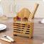 Eco-friendly Wooden Bamboo Knives Forks Soons And Chopsticks Bucket Tableware Storage Partition Tube Round Storage Bucket