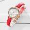 SHENGKE Elegant Lady Diamond Watch Cutting Glass Roman Number Index Dazzling Diamond Soft Leather Band Watches Logo OEM ODM