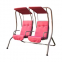 outdoor double seat swing chair with adjustable canopy with stand