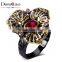 Super Gorgeous Black Gold Trend Zircon Stones Red Purple Color Cocktail Party Ring