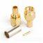 High quality full brass RF Coaxial straight SMA-J-3 male female positive electrode crimp connector for SYV50-3/RG58/3D-FB/LMR200 cable