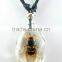 Black Insect Amber Bead Long Chain Necklace