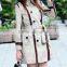 2016 women spring and autumn jacket long trench coat contrast color overcoat