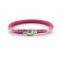 Pink Ladies Omament Genuine Sheep Leather Bracelet Sheepskin Stainless Steel Buckle Bangle