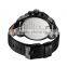WEIDE dual time zone classic black stainless steel wrist watch WH3301