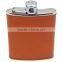 2015 new products of 6oz stainless steel leather hip flask