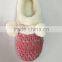 warm pink pompoms ankle boots for women