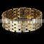 18K Gold Plated Hign Quality Chunky Bracelets Ornament Tiny Two Color Sticks Linked Copper Watch Band Bangle For Men