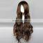 Synthetic Dark Brown Long straight kinky Wavy wig N427