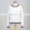 F5S10119 Women Long Sleeve Round Neck T shirt White Color Plain Dyed