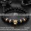 Hot Antique Crystal Rhinestone Leopard Head Lava Stone Buddha Bracelet