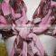 Pink Begonia Flower Ink Style Long Cotton Neck Scarf Shawl
