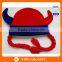 Wholesale Party Event Decoration Nation Flag Color Cow Horn With Hair And Bells Hat