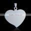 Stainless steel flat blank heart pendant for necklace