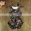 Lovely floral printed bodysuit cotton tassels bloomers headbands clothes sets princess baby romper summer sunsuit