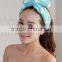 2 Pcs Flannel Women Elastic Bowknot Towel Headband Hairlace for Face Washing Makeup Cosmetic Shower Pink and Blue