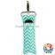 Handmade Aqua Chevron Lipstick Holder Custom Cotton Fabric Keychain