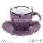 solid color with engraved doted cup and saucer ceramic