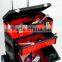 Plastic Metal Handle Tool box trolley with wheels and handles divided into three storage boxes