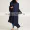 Middle East women clothing OEM islamic abaya elbow sleeve Zip front Navy Cape abaya