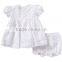 New design children smocked pink flower kids clothes wholesale fashion boutique girl clothing set