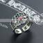 Adjustable Personalized Cool Punk Jewelry Pokerface Silver Red Diamond Fashion Men's Ring