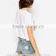 Cheap Wholesale 100% Cotton Crop Top Women Custom Printed Short Sleeve Cropped T-Shirt White Crop Tee