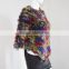 SJ787 Women Colorful Knitted Rabbit Fur Ponchos