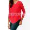 CHEFON Women essential a line long sleeve chiffon Curved Hem Blouse CB0044