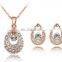 Austrian crystal necklace earrings set simple and fashion sytle piece jewelry suit high quality women wear set