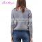New Arrival sexy gray v neck ladies fancy off shoulder custom knitted cashmere sweater
